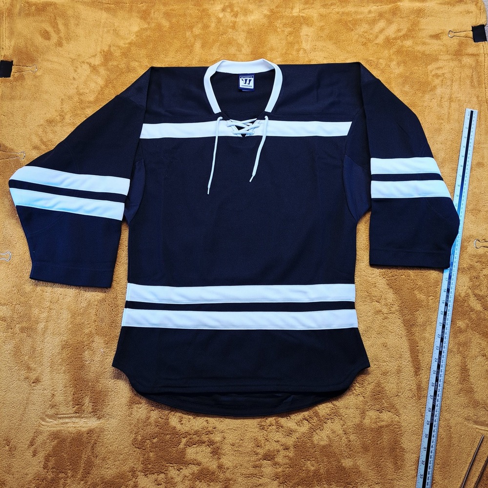 Warrior Hockey Jersey Mens Small Black Excellent Lace Up Mesh Striped Practice